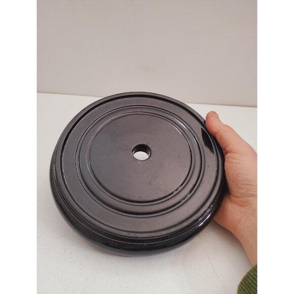 vintage Round base for pot,figurine, Vase base,Oriental darkbrown base,base for - Picture 4 of 10